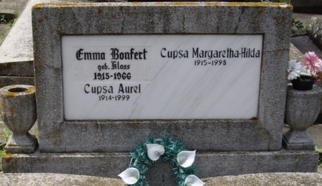 Cupsa Aurel 1914-1999 Bonfert Margareta 1915-1998 Grabstein